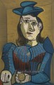 Femme au chapeau bleu 1938 Cubismo